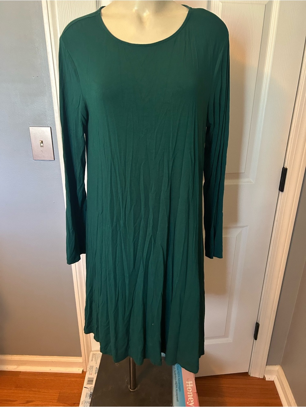 Old Navy Forest Green Long-Sleeve Swing Dress